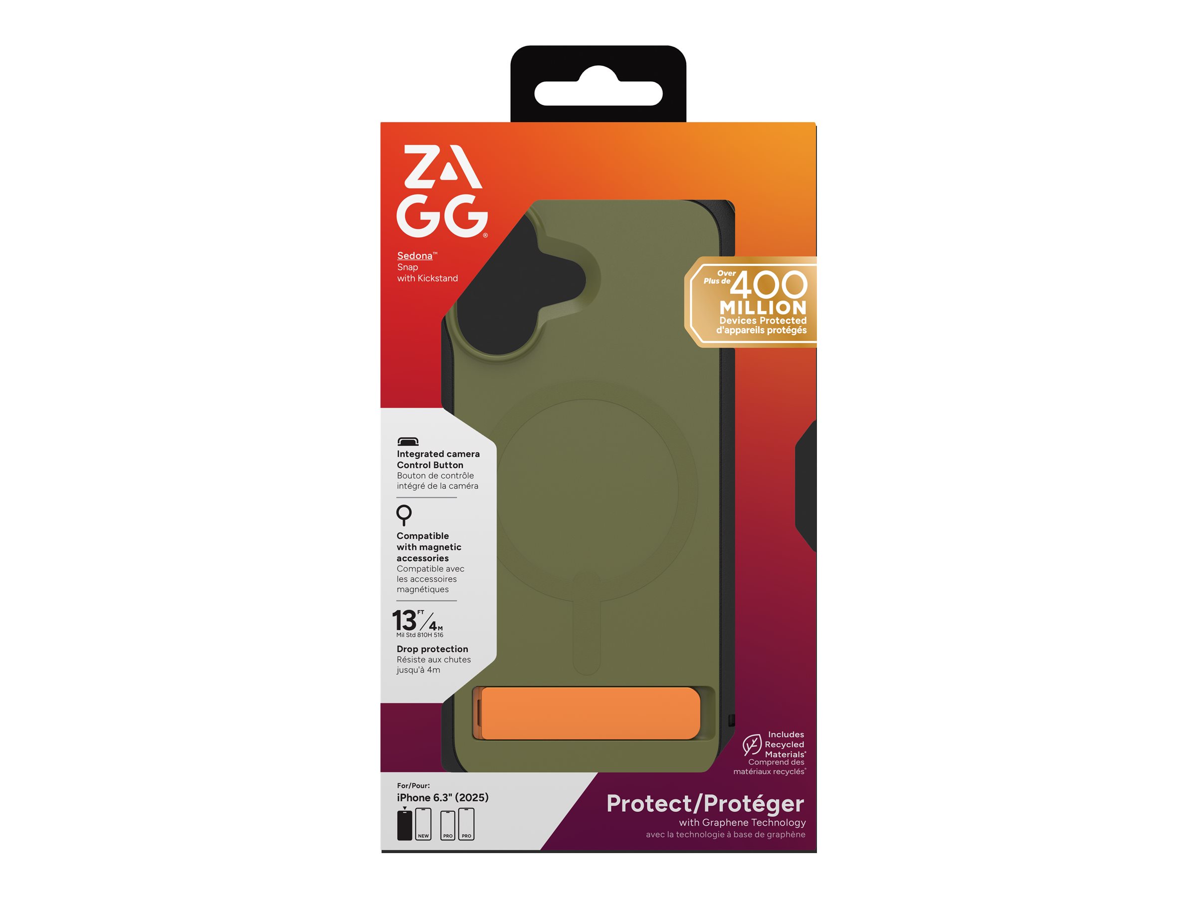 ZAGG Sedona Snap - Back cover for cell phone - MagSafe compatibility - graphene - sea kelp - for Apple iPhone 17