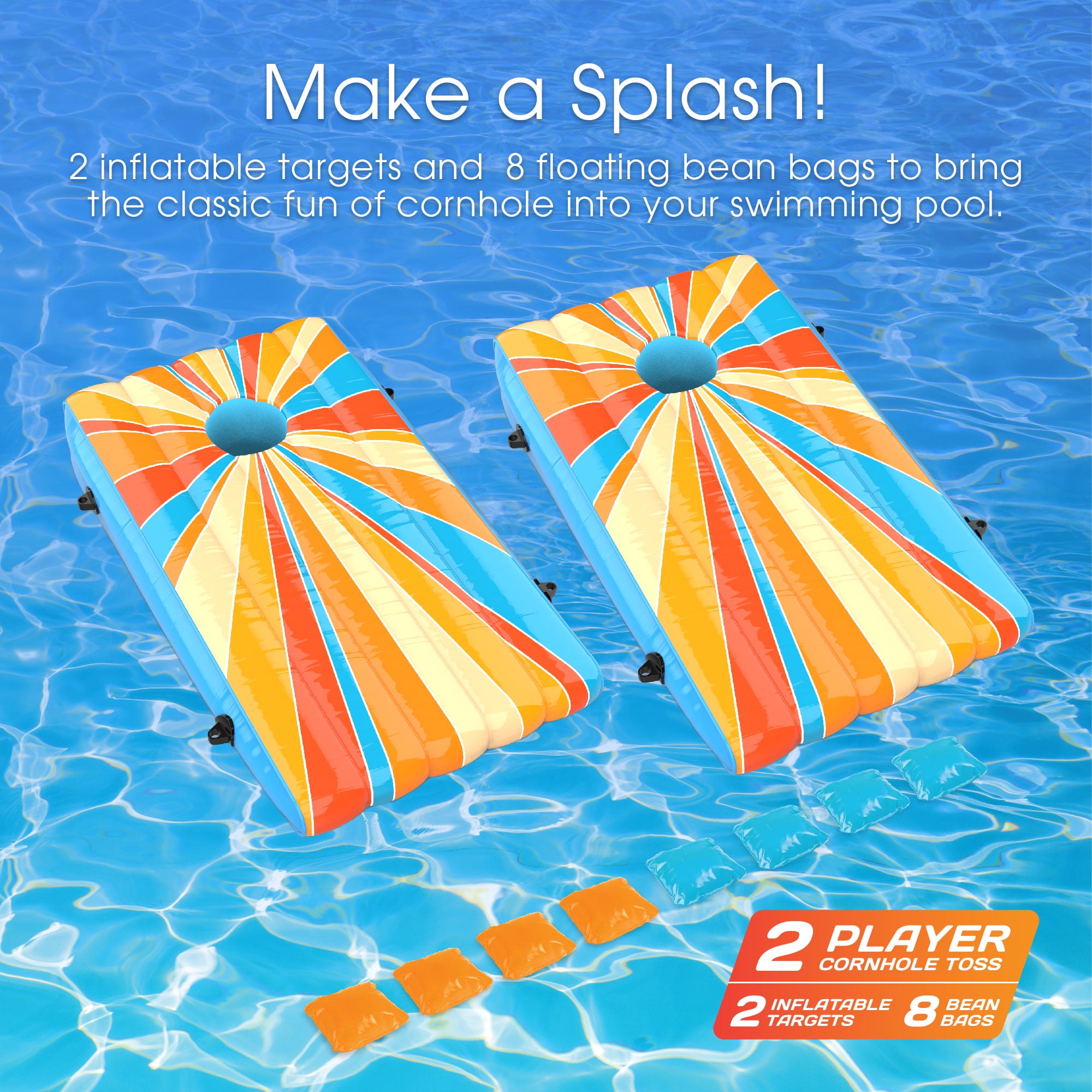 Cipton 35-inch Inflatable Pool Cornhole Set Toss Games for Kids and Adults