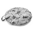 thumbnail image 1 of Floral Round Floor Cushion with Handle, Monochrome Illustration of Bamboo Leaves Drawn by Hand, Decorative Pillow for Living Room & Dorms, 18" Round, Pale Grey White, by Ambesonne, 1 of 4