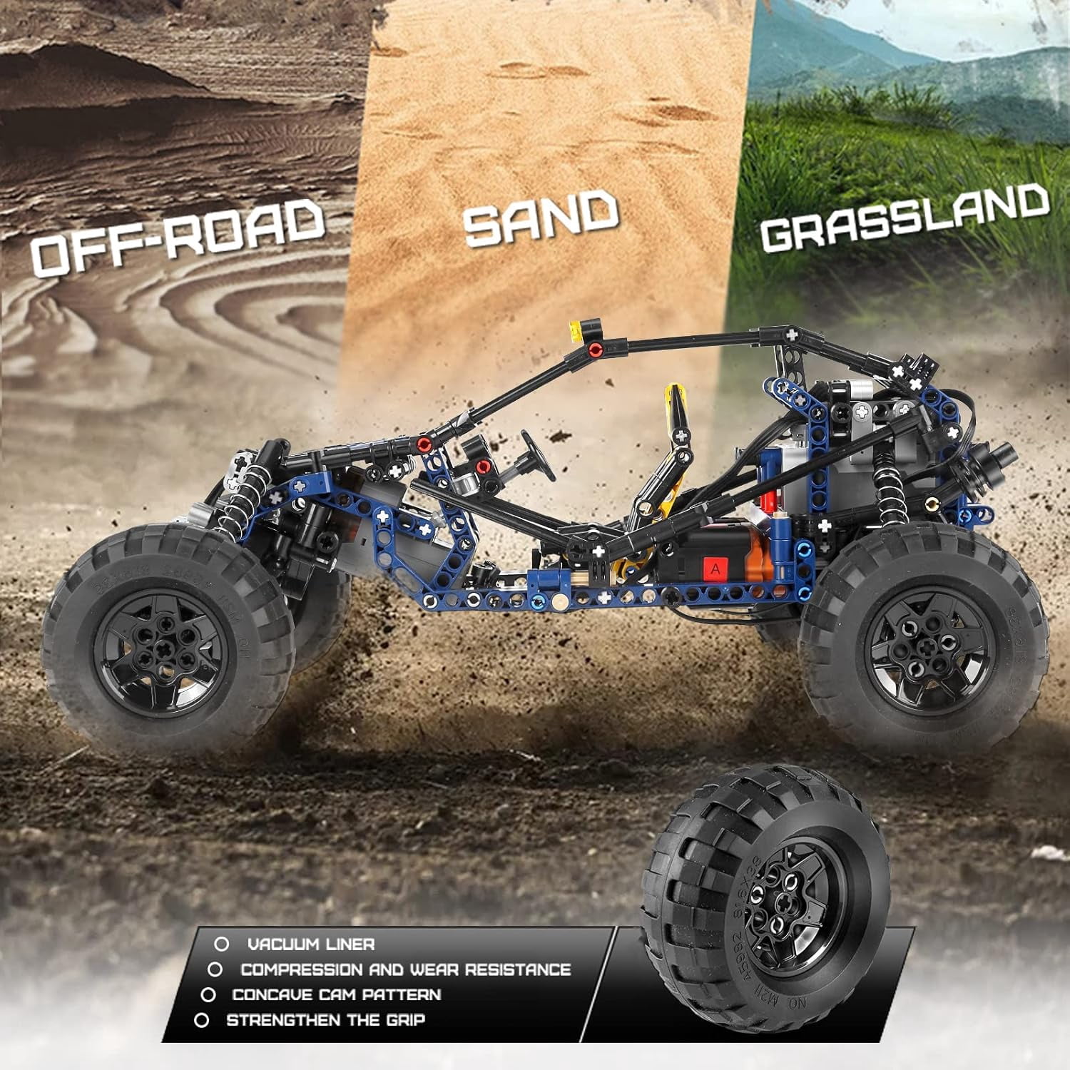 RC Off-Road Building Car Toys, 515 Pieces Building Blocks Lightning Climbing Car Model with Motors (Remote Control and APP Control)