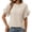 Beige, variant on Lixiuxyad Women's Solid Color Round Neck Ruffle Short Sleeve T Shirt For Summer Trendy Flowy,Beige L