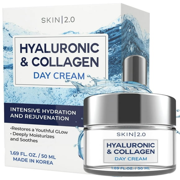 Hidratante Facial Skin 2.0 Ácido Hialurónico y Colágeno Dermatológicamente Probado Sin Crueldad Anim