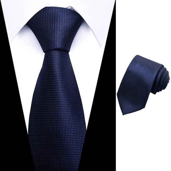 Mens Solid Color Tie Woven Silk Plain Necktie for Men Wedding Party Formal,Dark Blue