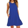 thumbnail image 2 of Luxalzxs Women Summer Casual Solid Color Sleeveless Above Knee Dress with Pockets Beach Sundress, 2 of 5
