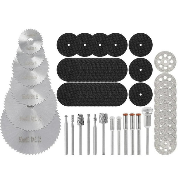 63 unids Discos de corte de diamante conjunto de cuchillas de sierra de metal HSS Mini cuchillas de sierra circular for herramientas rotativas Ruedas de corte de resina Diamante