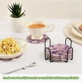 thumbnail image 6 of Purple and White Flowers Drink Coasters with Holder Absorbent Coaster for Coffee Table Room Decor 6 Pack, 6 of 7