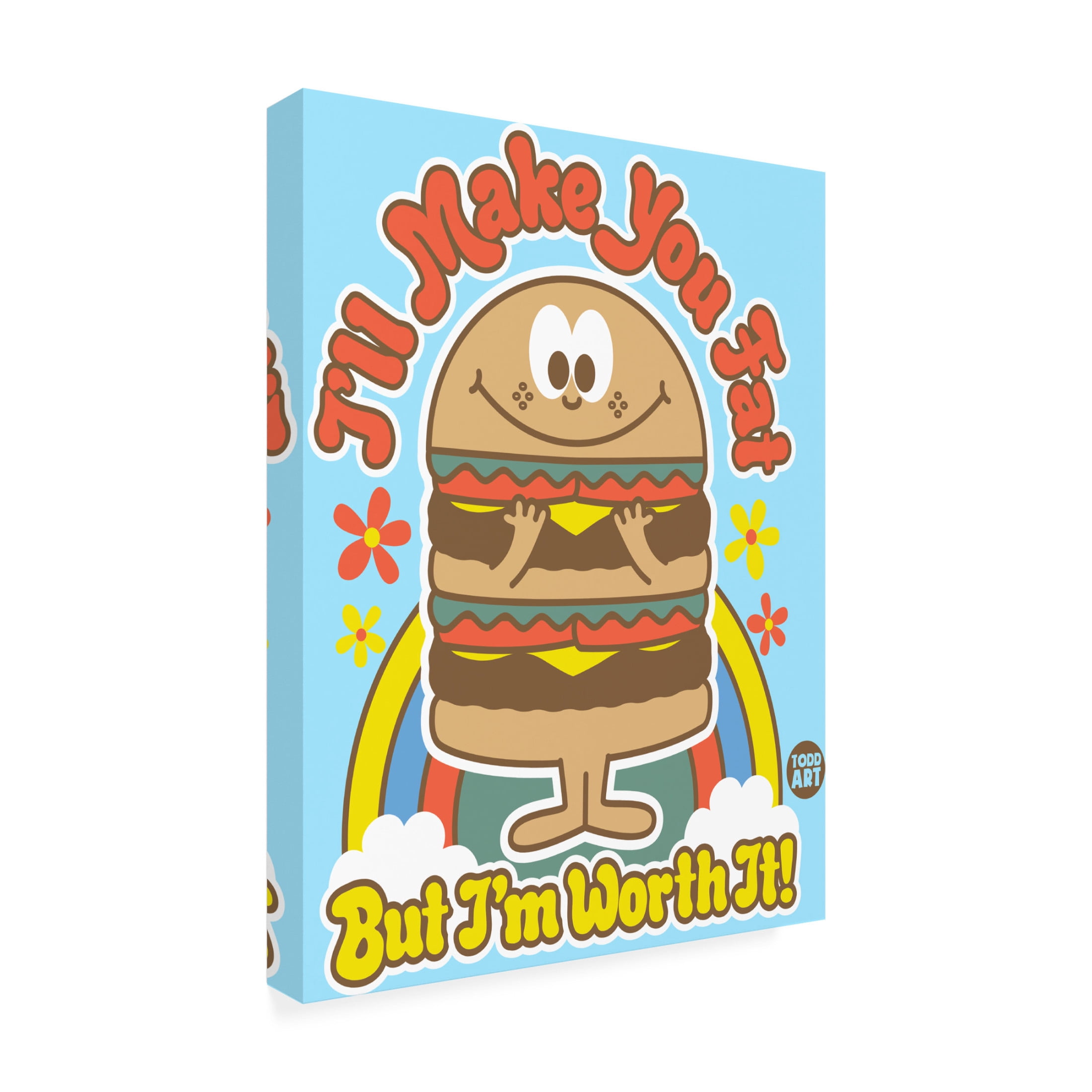 Canvas Wall Art - toddart 'Funshine I Will Make You Fat Burger' Wall Art for Living Room, Bedroom, or Office Décor by Trademark Fine Art - 14 x 19 Inches