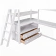thumbnail image 4 of Twin Size Solid Pine Wood Platform Bed with Desk and Shelves, No Box Spring Needed, White for Bedroom, 4 of 16