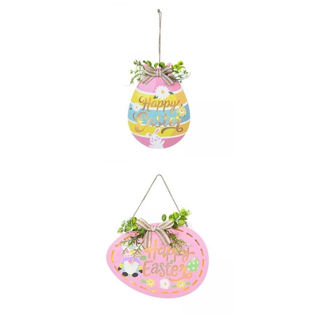 2 Letreros de Puerta de Pascua con Luz Perfecl Cartel Colgante de Madera Decoración de Pascua