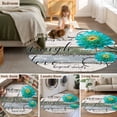 thumbnail image 6 of Teal Floral Large Area Rugs for Bedroom Living Room, Soft Non Slip Carpet Bedside Rug, Farmhouse Green White Blue Wooden Round Floor Cover Kitchen Accent Rug 5' for Dining Room/Office, 6 of 9