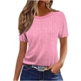 thumbnail image 4 of DPTALR Women's Summer Slim Fit Casual Fashion Print T-Shirt, Round Neck Short Sleeve Top,Pink,Size XL, 4 of 4