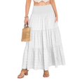 thumbnail image 6 of Women's Tiered Layered Smock High Stretch A-Line Flowy Long Maxi Skirt with Pockets, 6 of 8