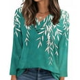 thumbnail image 6 of ShiShine Womens Fall Long Sleeve Tops Flowy Printed V Neck Shirts Loose Casual Blouses with Decor Button, 6 of 7