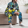 thumbnail image 7 of Naloa Goal Time Men’s Pajamas Set - Long Sleeve Button Down Sleep Shirt and Pajama Bottoms Sleepwear Set-XX-Large, 7 of 7