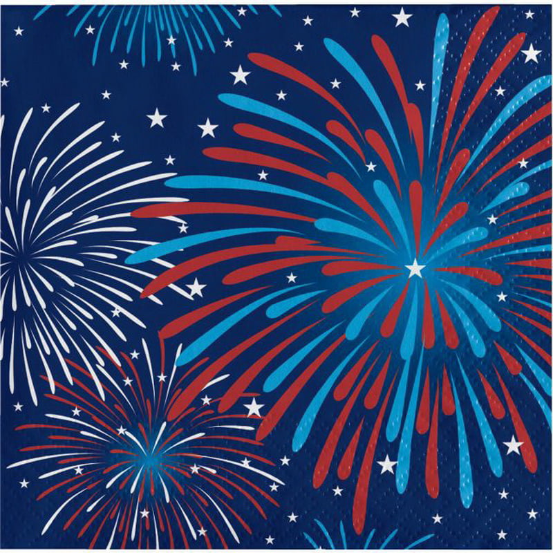 Fireworks Celebration Sparkle 16-Count Creative Converting Paper Beverage Napkins