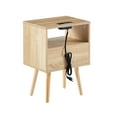thumbnail image 6 of Triple Tree Modern Nightstand with Storage Cabinet, Beige, 6 of 7