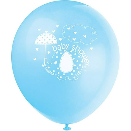 - Latex Elephant Baby Shower Balloons, Blue, 12in, 8ct