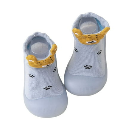 

Baby Boys And Girls Casual Cute Cartoon Knit Sock Shoes Soft Sole Non-slip Thick Fleece Thermal Toddler Shoes For Winter Walking