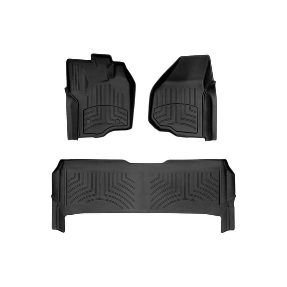 WeatherTech FloorLiner HP Custom Fit Floor Mats compatible with 2013-2016 Ford Super Duty - 1st & 2nd Row, Black