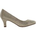 thumbnail image 2 of BONNIBEL WONDA-1 Womens Round Toe Low Heel Glitter Slip On Dress Pumps, Champagne, 9, 2 of 4