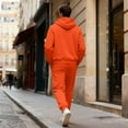 thumbnail image 4 of Track Suits Mens 2 Piece Outfits Hoodies Pullover and Jogger Sweatpants Winter Warm Gym Athletic Sweat Suit Saffron 3XL, 4 of 4