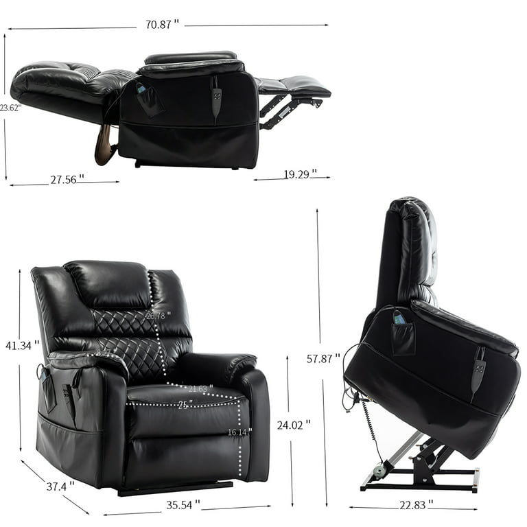 SENYUN Dual Motor Power Lift Recliner Chair for Elderly, Large Lay Flat  Recliner with Heat and Massage, Heavy Duty Electric Chairs with Lumbar  Support
