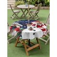 thumbnail image 3 of Outdoor Tablecloth with Umbrella Hole and Zipper, Navy Blue Snowman Christmas Round Table Cloth 54 Inch Waterproof Tablecloth, Xmas Snowflake Birds Berry Winter Picnic Table Cover for Patio Camping, 3 of 7