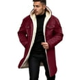 thumbnail image 3 of KKBOTIVE Men's Fleece Zip Up Jacket - Fashion Solid Trench Coat Sweater Casual Hooded Windbreaker Mens Fall Winter Clothes Wine Size: XXXL, 3 of 5
