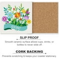 thumbnail image 6 of GZHJMY Square Drink Coasters, 6 Pcs Spring Elements Flower Leaf Absorbent Ceramic Coffee Coasters for Drinks with Cork Base Housewarming Gift for Home Decor, 6 of 6