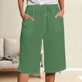 thumbnail image 2 of Seductiva Women's Lounge Pants Women's Solid Color Cotton Linen Pants with Pockets Drawstring Loose Casual Five Quarter Pants Business Work Casual Pants 1PC, 2 of 4