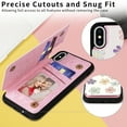 thumbnail image 4 of Allytech iPhone X/ iPhone XS Case with Card Holder, Stylish Flower with Glitter Bling Rhinestone Stand Shockproof Slim Fit Bumper Wallet Case for Apple iPhone X/ iPhone XS - Floret, 4 of 7