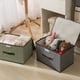 thumbnail image 4 of Paquete de 3 cajas de almacenamiento con tapa, bloques de almacenamiento de tela plegables, cajas de almacenamiento plegables para organización y almacenamiento, beige + verde + gris, 4 of 4