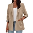 thumbnail image 5 of Women's Single Button Blazer Casual Long Sleeve Fashion Outerwear Khaki L, 5 of 6