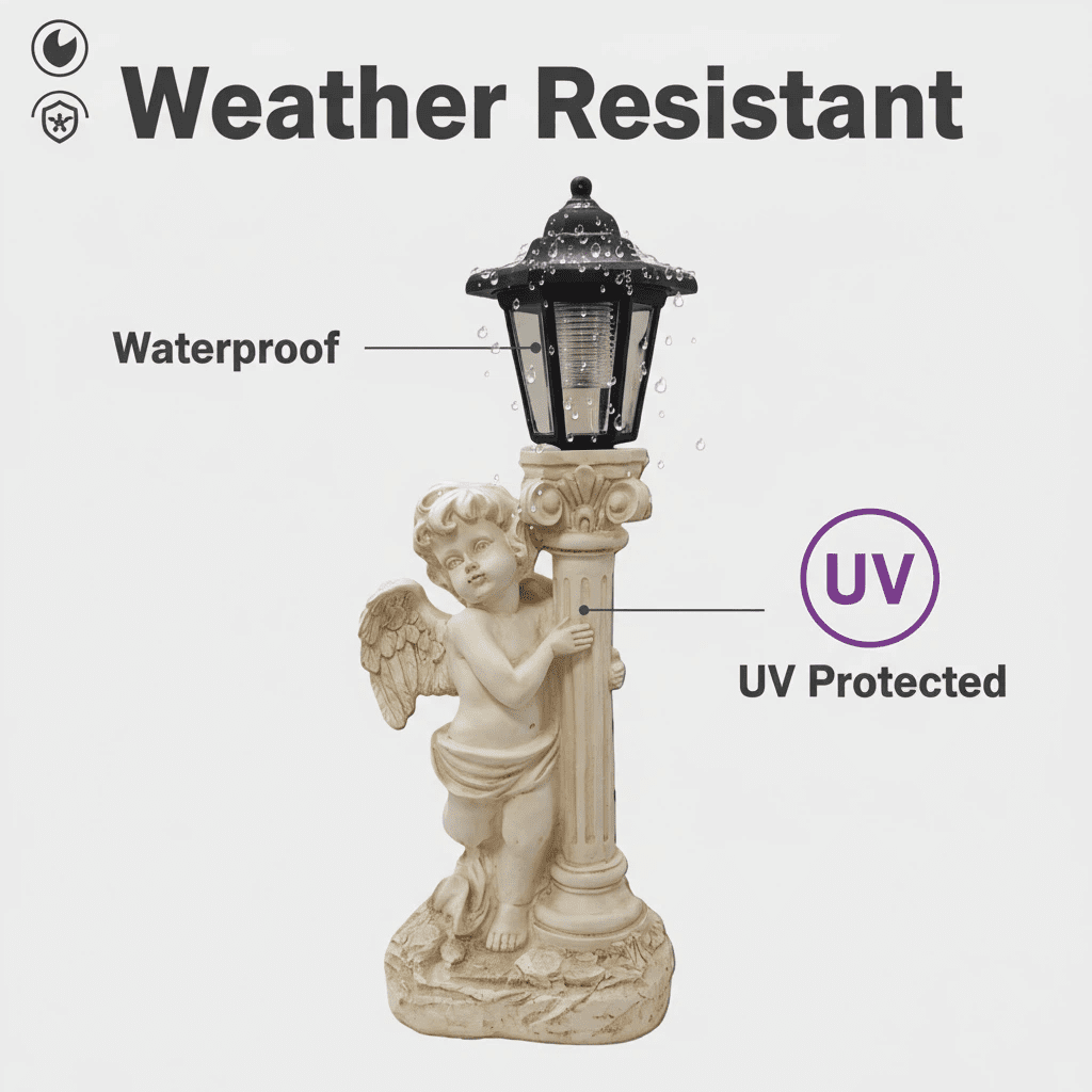 Lumiartisan 19.7" Solar Angel Statues Set of 2, Left & Right Roman Pillar Decor