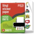 thumbnail image 1 of JOYEZA Premium Printable Vinyl Sticker Paper for Inkjet Printer - 25 Sheets Matte White Waterproof, Dries Quickly Vivid Colors, Holds Ink Well- Tear Resistant - Inkjet & Laser Printer, 1 of 8