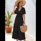 thumbnail image 5 of Vestido Bohemio de Lunares para Mujer, de Verano, con Cuello en V, Corta, y Fluido, para Invitada A una Boda en la Iglesia Negro XL, 5 of 8