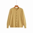 thumbnail image 5 of Rexolia Women’s Crewneck Button Front Cardigan Lightweight Knit Long Sleeve Casual Camel L, 5 of 5