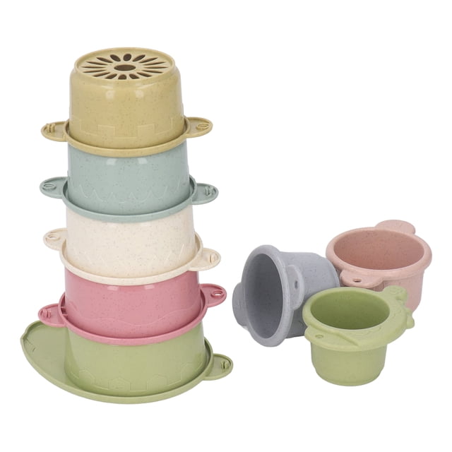 Juguetes de taza apilable Jadeshay 8 piezas de tazas apilables de colores para bebés