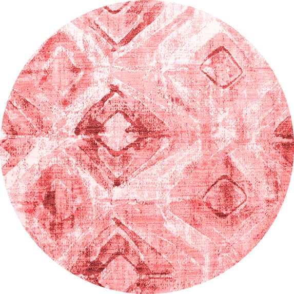 Ahgly Company Indoor Round Abstract Red Contemporary Area Rugs, 7' Round