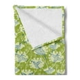 thumbnail image 2 of Hummingbirds Soft Flannel Fleece Throw Blanket, Birds Pattern on Floral Background Springtime Garden Wings, Cozy Plush for Indoor and Outdoor Use, 60" x 80", Lime Green Blue Cream, by Ambesonne, 2 of 5