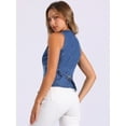 thumbnail image 3 of DARING DIVA Women's Button Down Jean Waistcoat Fashion Jacket L Blue, 3 of 6