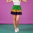 thumbnail image 7 of Women Mardi Gras Sequin Mini Skirts Ruffled Sparkly Colorful Short Skirts High Waist Shiny Glitter Carnival Skirt - Sequin Tiered Skirt Elastic Waist Glitter Ruffled Layered Mini Skirt Green M, 7 of 7