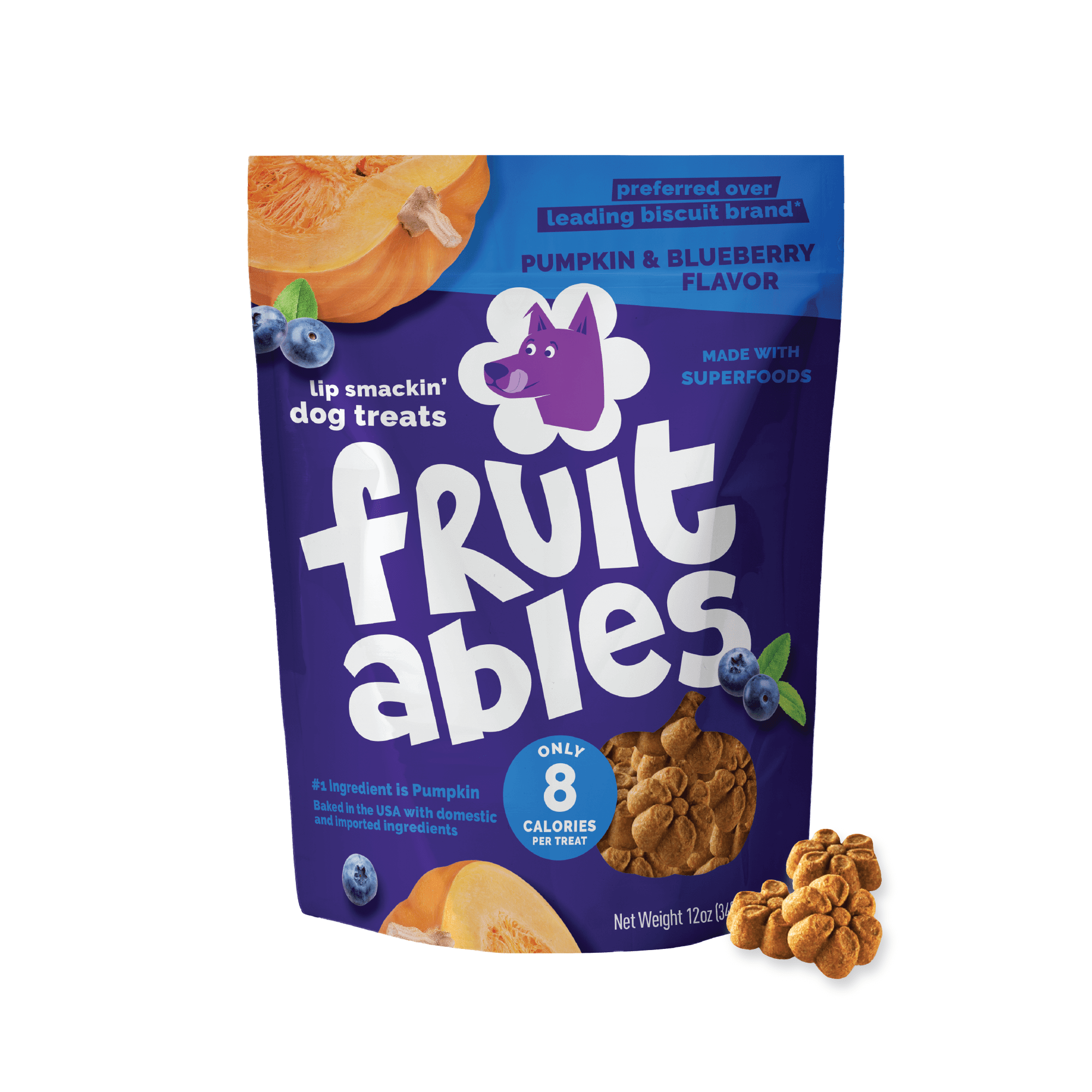 Fruitables Baked Pumpkin and Blueberry Flavor Treats for Dogs– 12 oz