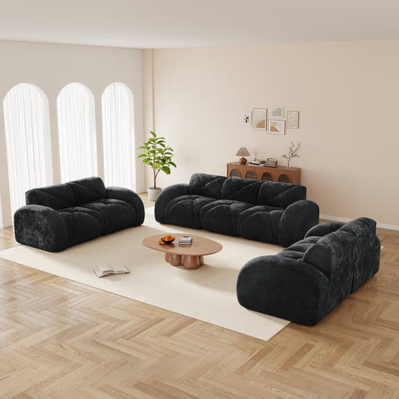 3 Piece Sofa Set Oversized Sofa Comfy Sofa Couch, 2 Pieces of 2 Seater and 1 Piece of 3 Seater Sofa for Living Room,Soft Velvet Fabric,32D High Density Sponge Bottom,No Assembly Required,