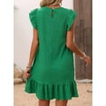 thumbnail image 3 of Cuteduck Womens Dresses Ruffle Sleeve Ruffle Hem Round Neck Textures Casual Dresses S-XL, 3 of 10