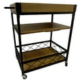 thumbnail image 3 of Benzara Kitchen Mobile Serving Bar Cart with Shelves And Wine Glass Holder-Color:Black/Brown, 3 of 10
