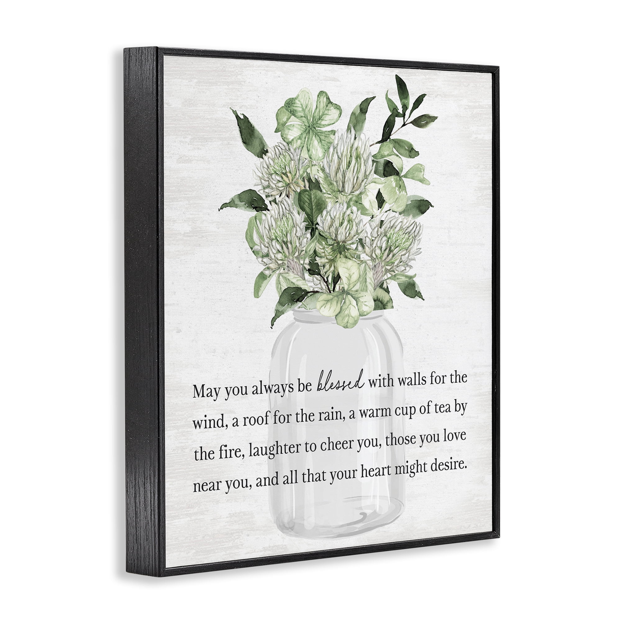 Stupell Industries Spring Floral Blessing Botanical & Floral Painting Black Framed Art Print Wall Art, 11 x 14