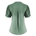 thumbnail image 4 of Delayuji Women Casual V Neck T Shirts Loose Puff Short Sleeve Tops Tunic Blouses Green Xxl Cotton Short Sleeve Shirts for Women, 4 of 5