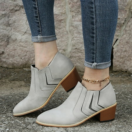 

Christmas Fashion Casual Leather Boots Ankle Women s Short Heels Shoes Roman Women s Boots