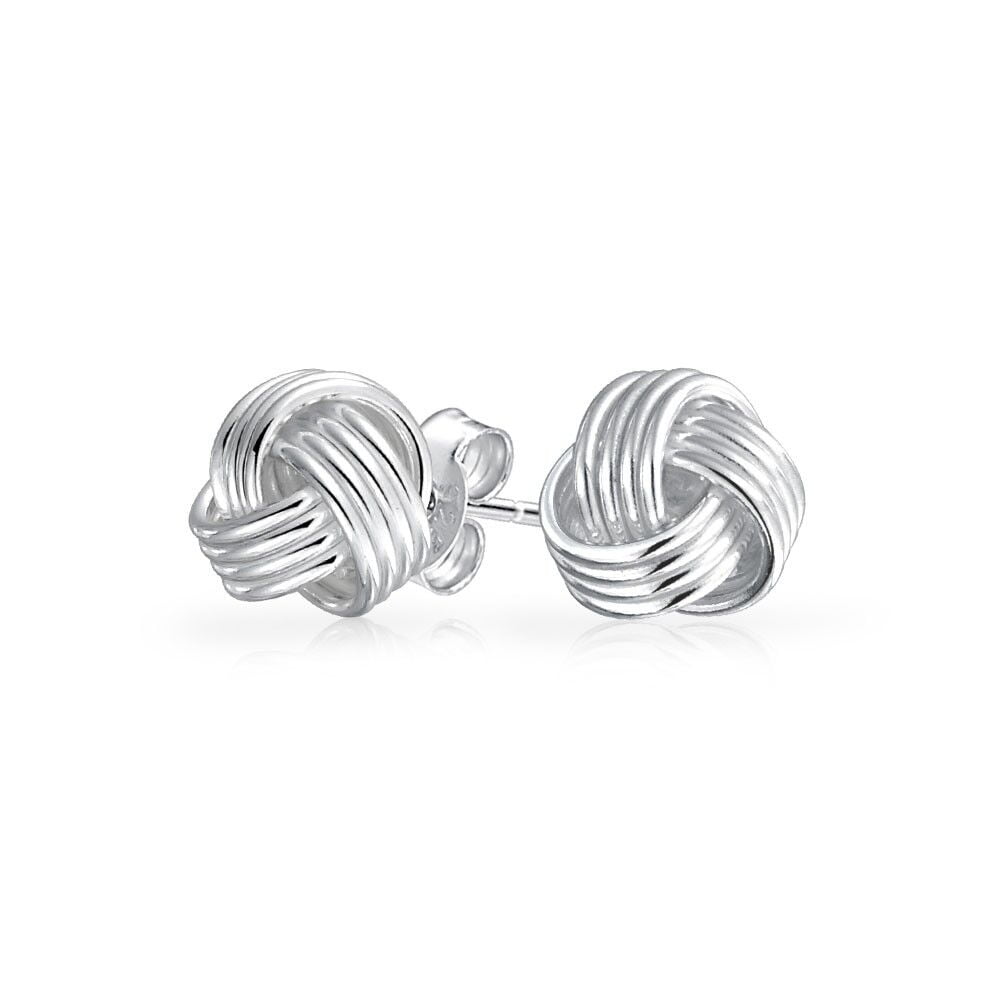 925 HALLMARKED POLISHED STERLING SILVER 11MM KNOT STUD EARRINGS 